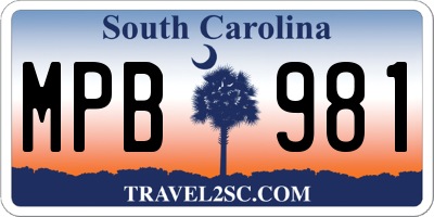SC license plate MPB981