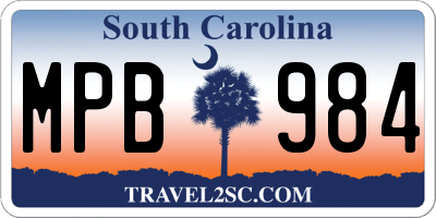 SC license plate MPB984