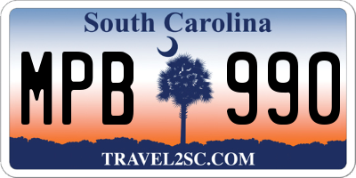 SC license plate MPB990