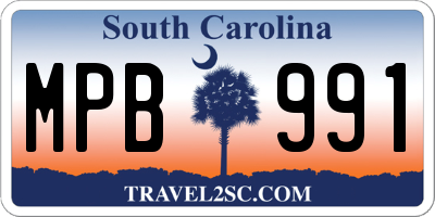 SC license plate MPB991