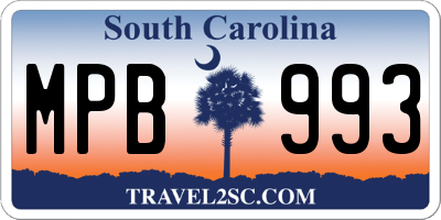 SC license plate MPB993