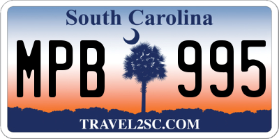 SC license plate MPB995