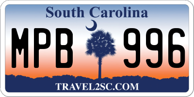 SC license plate MPB996
