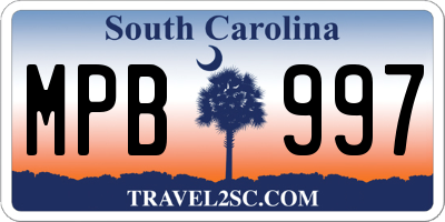 SC license plate MPB997