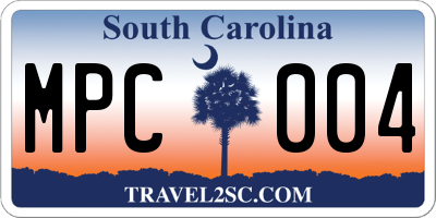 SC license plate MPC004