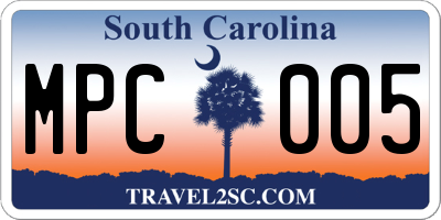 SC license plate MPC005