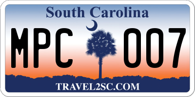 SC license plate MPC007