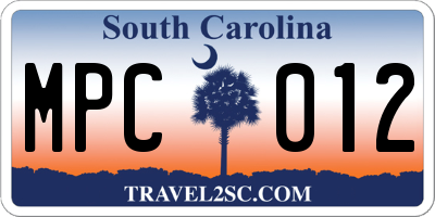 SC license plate MPC012