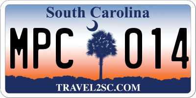 SC license plate MPC014