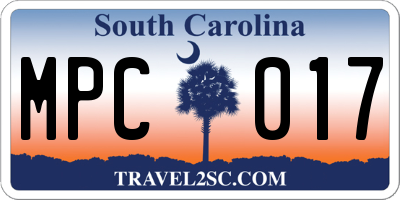 SC license plate MPC017