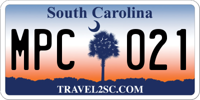 SC license plate MPC021