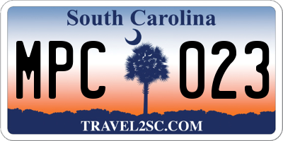 SC license plate MPC023