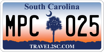 SC license plate MPC025