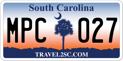SC license plate MPC027