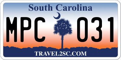 SC license plate MPC031