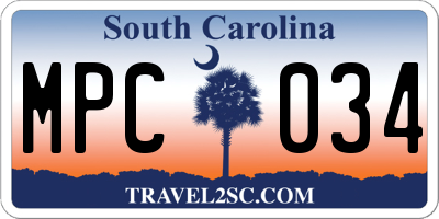 SC license plate MPC034
