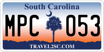 SC license plate MPC053
