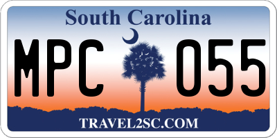 SC license plate MPC055