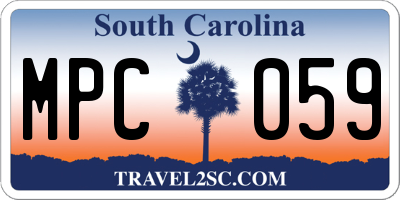 SC license plate MPC059
