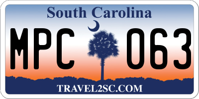 SC license plate MPC063