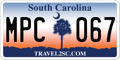 SC license plate MPC067