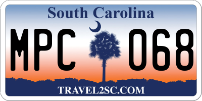 SC license plate MPC068