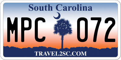 SC license plate MPC072