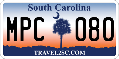 SC license plate MPC080