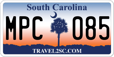 SC license plate MPC085