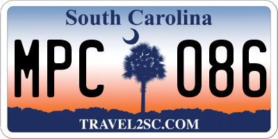 SC license plate MPC086