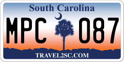 SC license plate MPC087