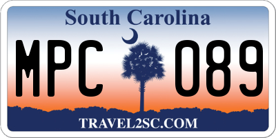 SC license plate MPC089