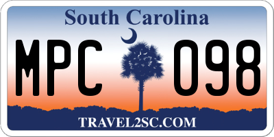 SC license plate MPC098