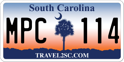 SC license plate MPC114