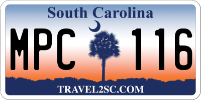 SC license plate MPC116