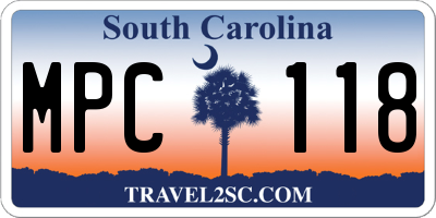 SC license plate MPC118