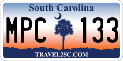SC license plate MPC133