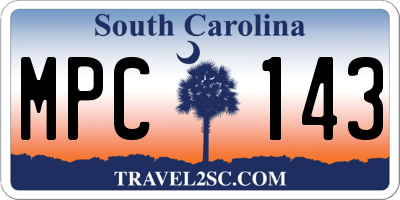 SC license plate MPC143