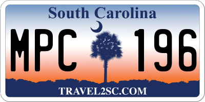 SC license plate MPC196