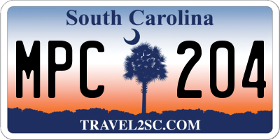 SC license plate MPC204