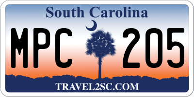 SC license plate MPC205