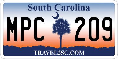 SC license plate MPC209