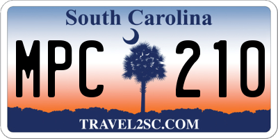 SC license plate MPC210