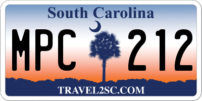 SC license plate MPC212