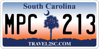 SC license plate MPC213