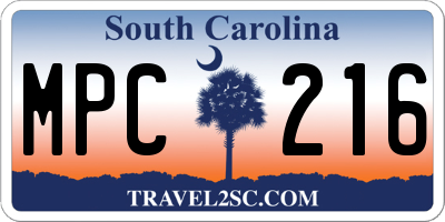 SC license plate MPC216