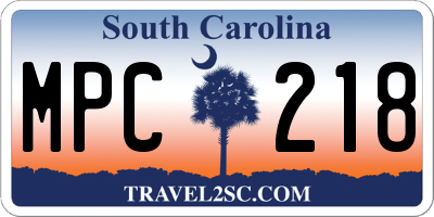 SC license plate MPC218