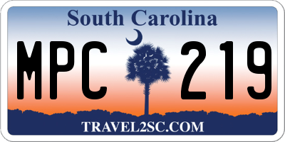 SC license plate MPC219