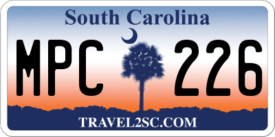 SC license plate MPC226