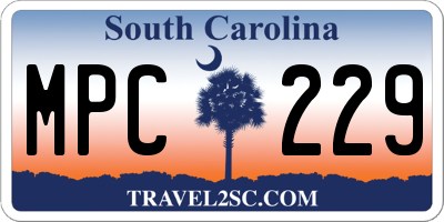 SC license plate MPC229